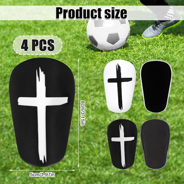 2 Par Mini Fotbollsbenskydd, 8x5 cm Svarta & Vita Kors Benskydd Extra Mini Benskydd Skyddsutrustning Benskydd för Tonåringar Ad