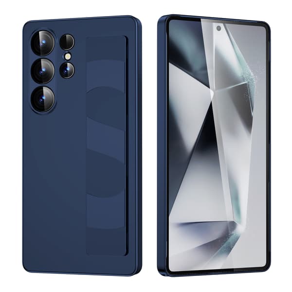 Samsung S25 Plus mobilskal, handledsrem i silikon, heltäckande frostat skyddsfodral, blå