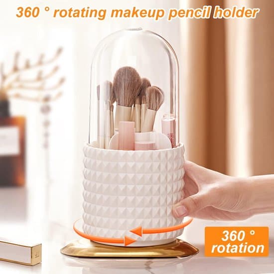 ING Roterbar makeup opbevaringspose med låg, inkluderer børsteholder.