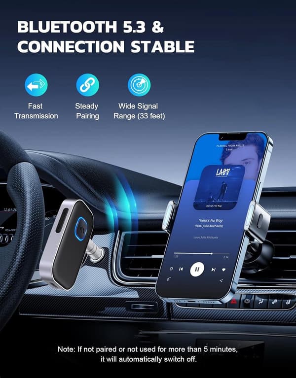 Bluetooth-mottaker - BT 5.0, 3,5 mm AUX, Bluetooth-mottaker aux - Bluetooth-mottaker bil - Bluetooth-mottaker bil aux - Bluetooth-mottaker