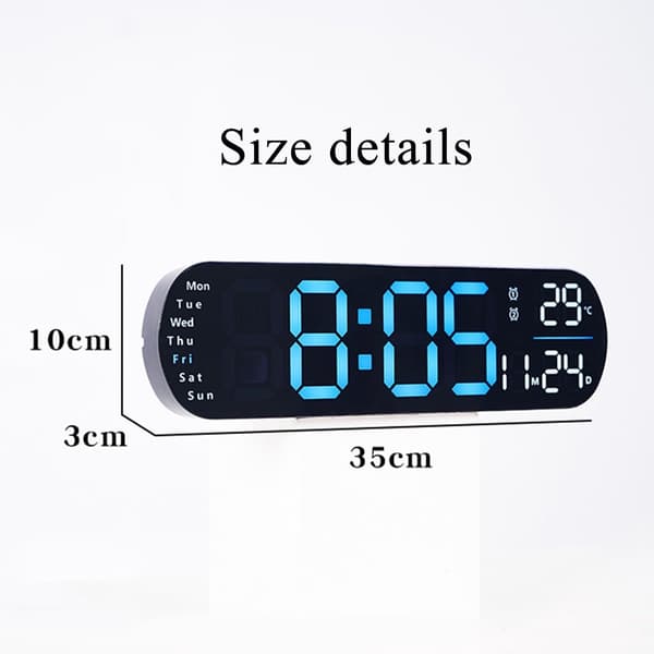 Stor Digital Väggklocka, LED Väckarklocka med Stor Display och Andningsljus/Datum/Dag/Temperatur/Timer för Hem, Sovrum, Kök