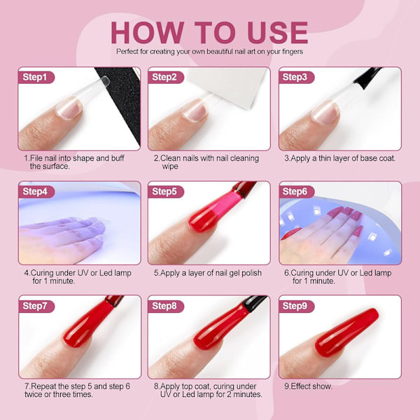 Gel nagellack set startkit med lampa 36W UV / LED, 20 färger Nagelset Gel naglar Startkit