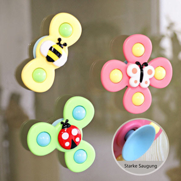 Fidgetleksaker, 3-pack sugkopp leksak, roligt insektsmönster, vattenleksak för barn, småbarn, sensorisk leksak, bebis 1 år gammal