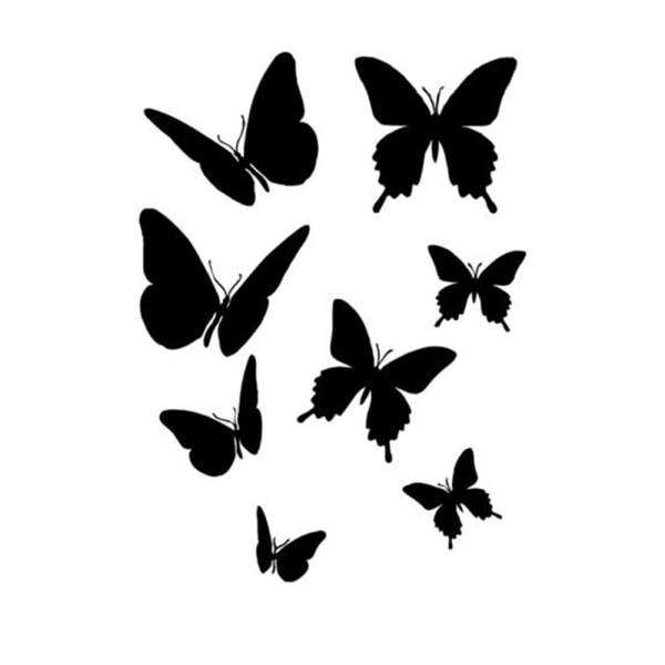 8 fjärilar vinyl vägg klistermärken svart