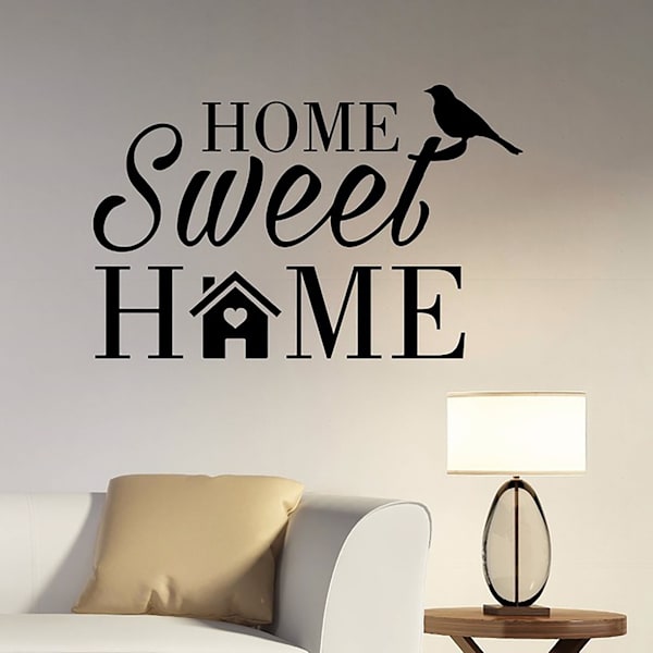 ”Home sweet home” med fågelholk vinyl vägg klistermärken