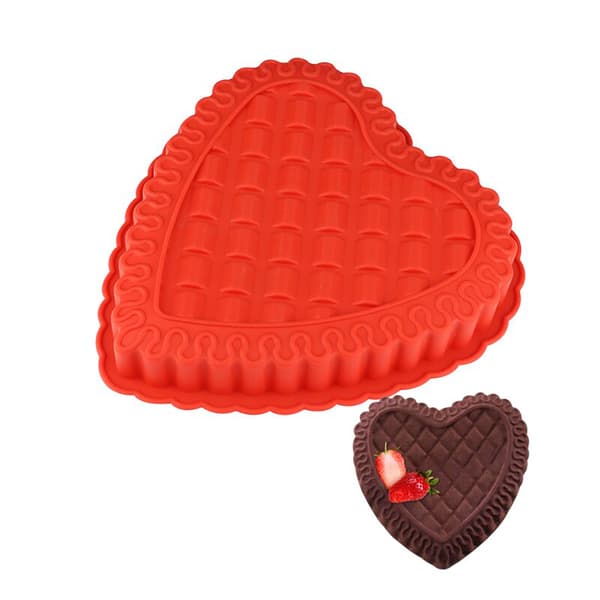 Hjärtaform silikon kakform 21 cm rosa
