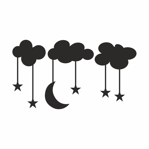 Tre moln med stjärnor vinyl vägg klistermärken svart