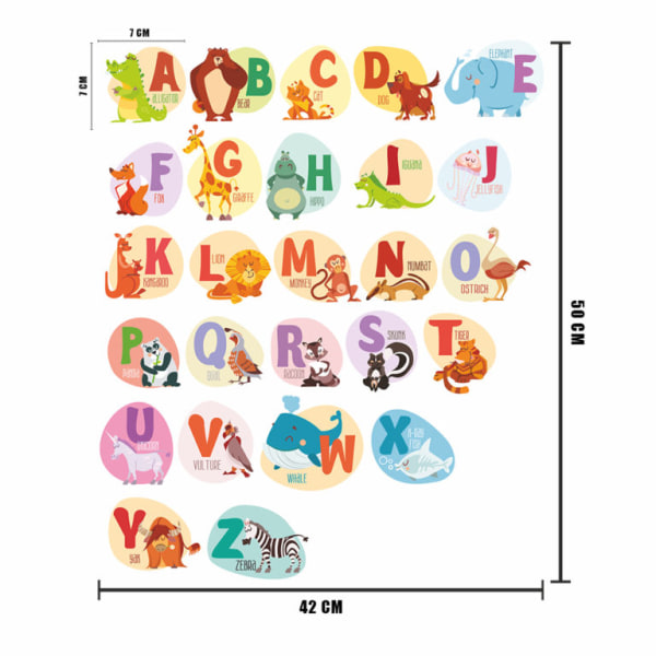 Engelska Alfabet med djuren vägg klistermärken