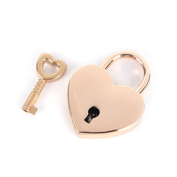 Mini hänglås liten hjärtform med nyckel Guld guld