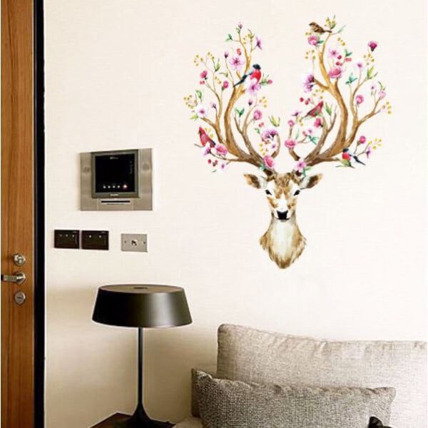 Hjortdjur med blommor vägg klistermärken
