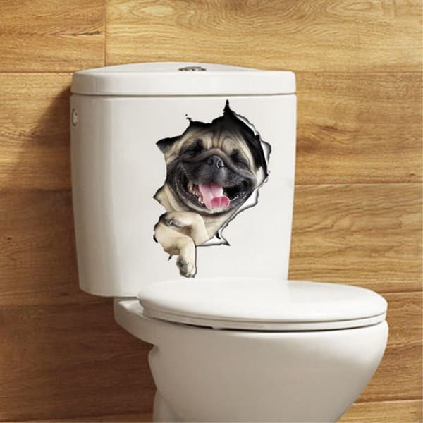 3D mops hund vägg dekal