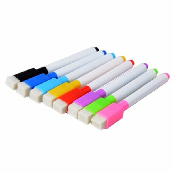 8 färger/ förp whiteboard pennor med renare