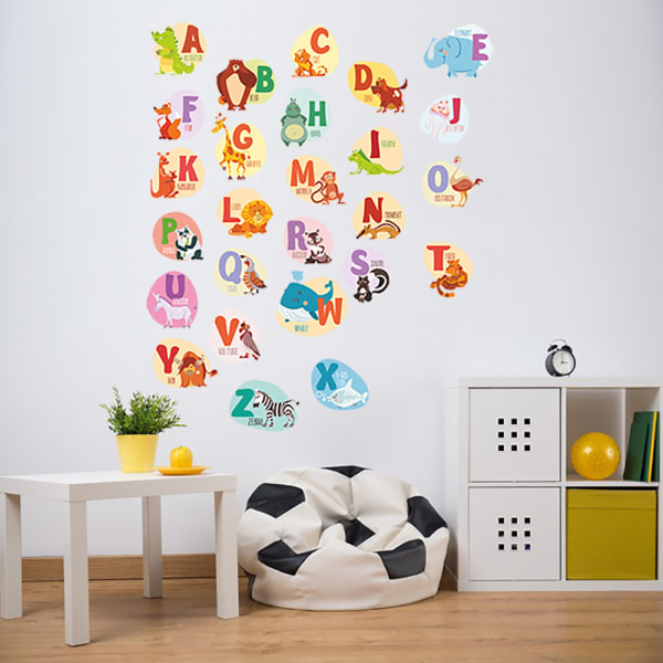 Engelska Alfabet med djuren vägg klistermärken