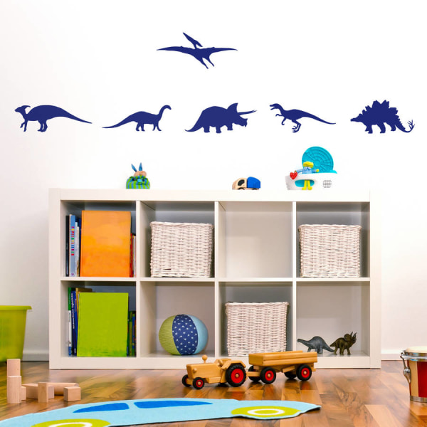 6 dinosaurier vinyl vägg klistermärken svart