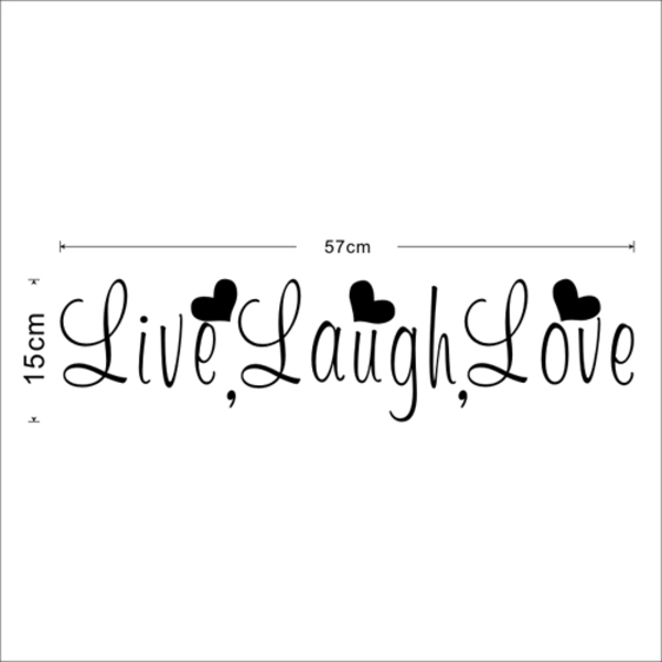  “Live Love Laugh” vinyl vägg klistermärken svart