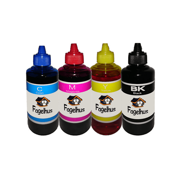 refillbläck i flaska 4 färg set  (CMYK) 100ml