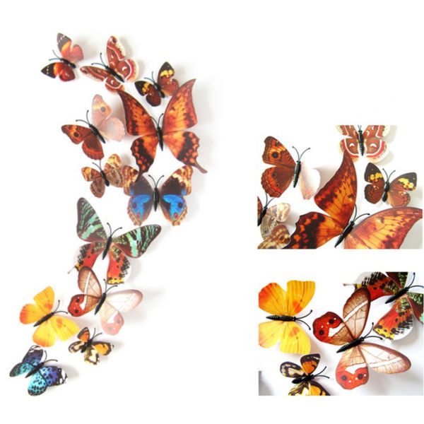 Fjäril 3D med magneter 12 st / förp natur höstfärg
