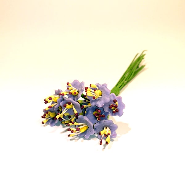 Mini blommor dekoration bukett  (lila, blå, gul, röd) blå