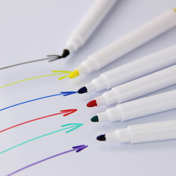 6 färger/ förp whiteboard pennor med magnet och renare