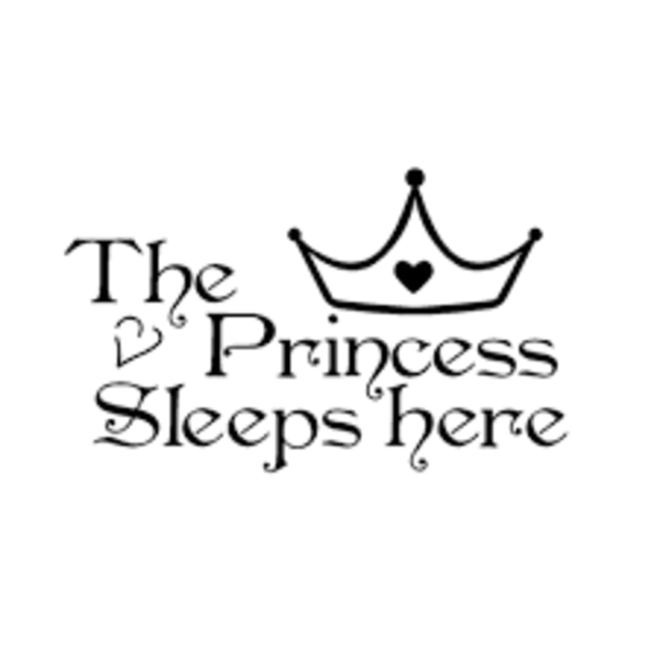  “Princess sleeps here” vinyl vägg klistermärken svart