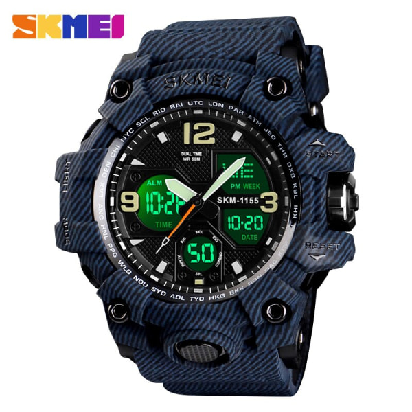 SKMEI Brand Top Lyx Military Army Sportklockor Herr Quartz Digital Vattentät Klocka Man Relogios Masculino Armbandsur Cowboy Blue