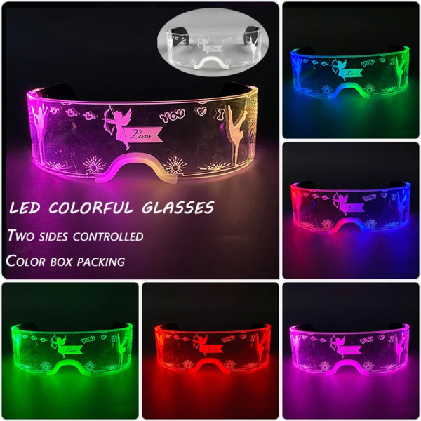 Cool Lysande Colorul LED Light Up Glasögon Glödande Neonljus Blinkande Party Glasögon Type D