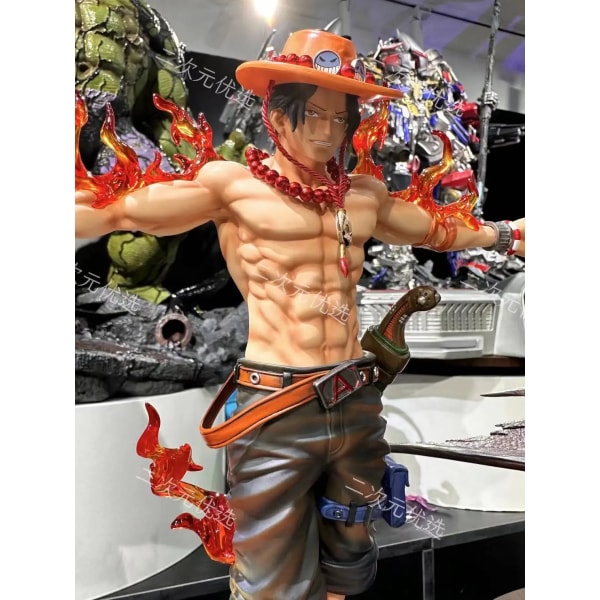 28cm One Piece Ace Anime Figur Portgas D Ace Figurer Action Figurer Gk Figurine Pvc Med Ljus Staty Modell Julleksakspresenter with box
