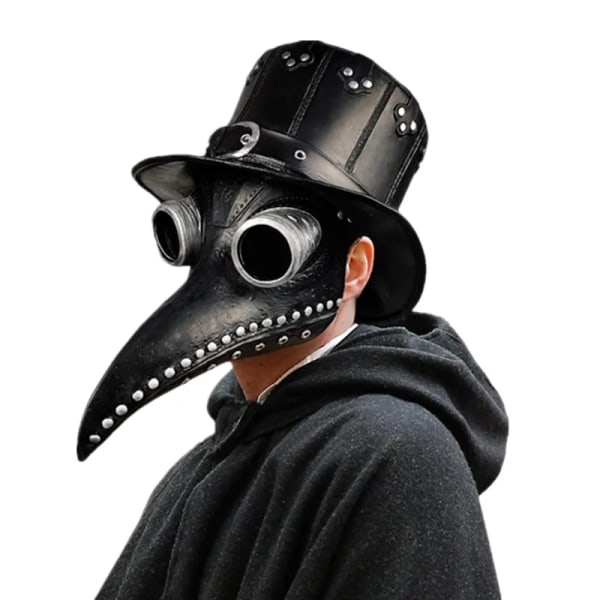 Plague Doctor Kostym Huvkappa Lång näsa Näbb Latexmask Halloween Cosplay Kappa Kostym för barn och vuxenfest 1 Adult XXL