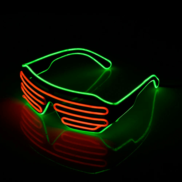 LED-glasögon Glödande Halloween Lysande Neon Julfest Bril Blinkande Green - orange