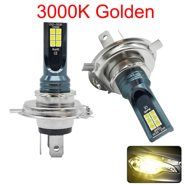 3000K Golden-2st H4 H7 LED-strålkastare H11 H8 H9 H10 H1 H3 Bil Dimljuslampor 9005 9006 Bilkörning Körljus 12000LM 80W 12V 3000K Golden H10