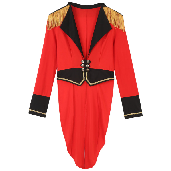 Dam Circus Ringmaster Kostym Halloween Cosplay Party Jacka Långärmad Dubbelknäppt frack Ytterkläder Carnival Dress Up Red XXL