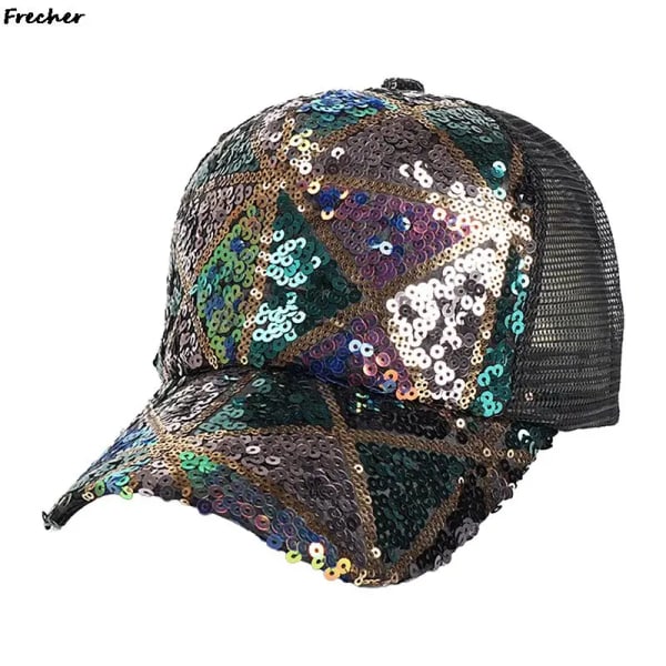 Disco Dancing Shining Kepsar Paljetter Dam Baseball Cap Damklubb Fest Visir BK