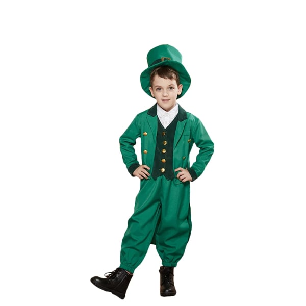 Eraspooky Plus Green Clover Irland St.Patrick Day Dräkt Vuxen Carnival Costume Leprechaun Cosplay Barn Familj Fancy Dress Hat Kids M