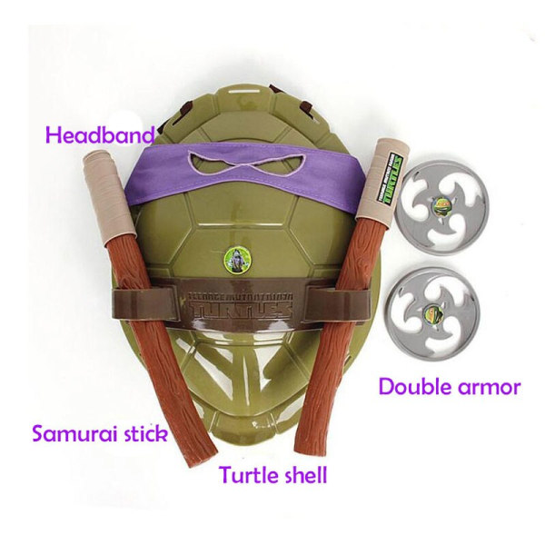 Turtles Mutant Ninja Turtle Leo Mikey Raph Don Action Anime Figur Cosplay Shell Rekvisita för barn Dekoration Fantasy Armor Leksaker purple