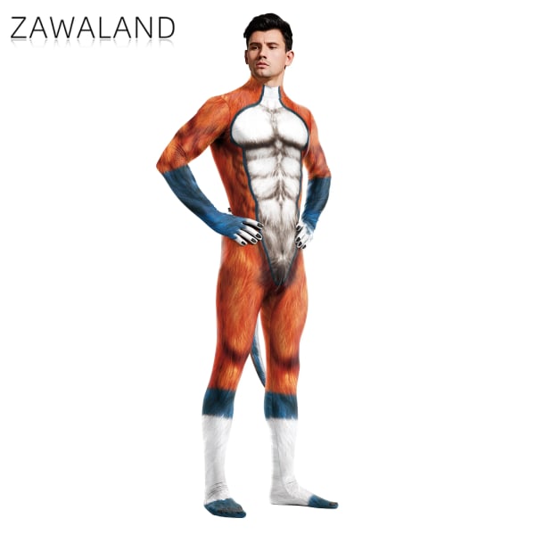 Zawaland Creative Cosplay Animal Husky Wolf Beast Kostymer Unisex cover Elastisk Party Bodysuit Zentai med svans Jumpsuits 1001 XXXL