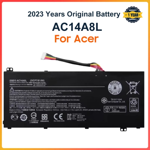 Laptopbatteri AC14A8L för Acer Aspire VN7-571 VN7-571G VN7-591 VN7-591G VN7-791G MS2391 KT.0030G.001 11,4V 4605mAh