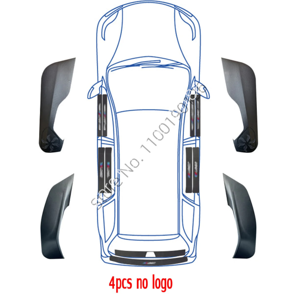 Bildörr Anti Kick Ditry Pad Sticker Protector Mat Tillbehör för Toyota Corolla 4 pcs no logo