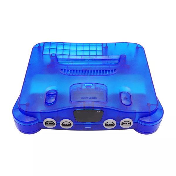 7 färger utbyte av plasthölje Shell Genomskinligt case kompatibelt för Nintendo N64 Retro videospelskonsol Transparent box TRN Blue