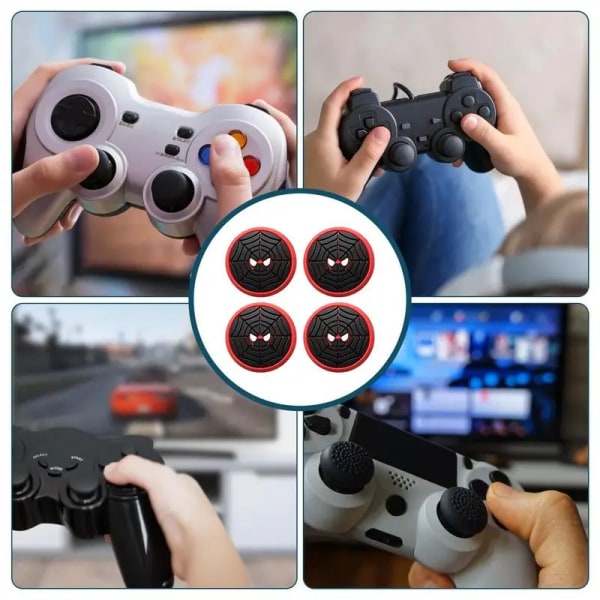 Thumb Stick S-fodral Joystick Grip Protector- case för PS5 PS4 Switch Pro Silikon Thumbstick Joystick- cover 4 st black background