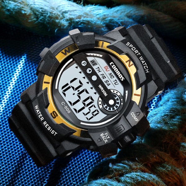 Män LED Digitala klockor Lysande mode Sport Vattentäta klockor Nya 2023 For Man Date Army Military Clock Relogio Masculino 02 Gold