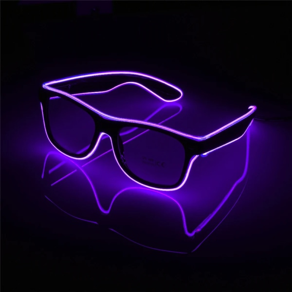 Blinkande Glasögon EL Wire LED Glasögon Glödande Festmaterial Belysning Nyhet Present purple