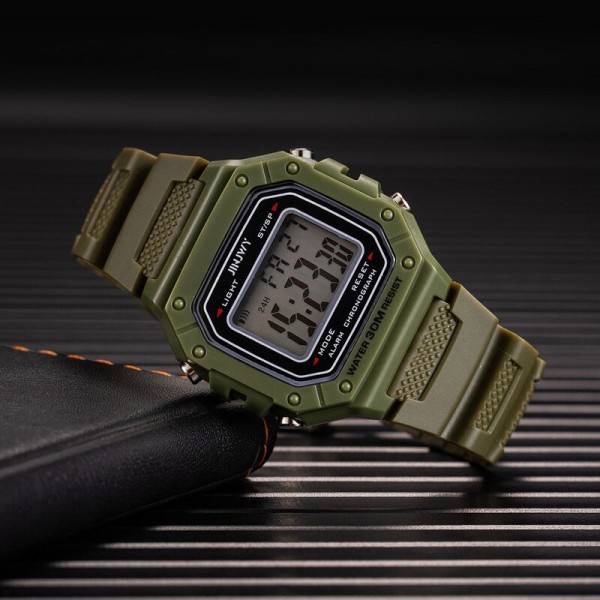 Mode män Digitala armbandsur Sport Army Green Herrklockor Lyx LED Elektronisk klocka Vattentät fyrkantig urtavla Reloj Hombre Red