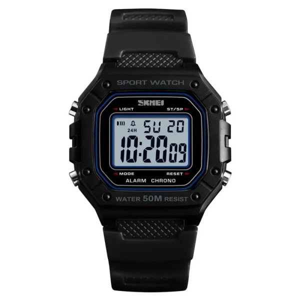 SKMEI 1496 5Bar Vattentät Väckarklocka Mode Militär Män Digital Watch montre homme Utomhus Sport Watch Män Digitala klockor Black White