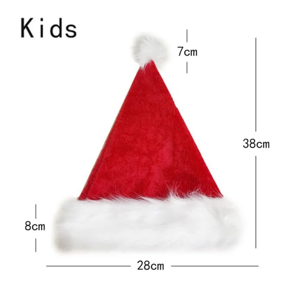 Vuxna Barn Julmössor Jultomten Röd Kort plyschhatt Vinter Varma Xmas Kepsar God Jul Fest Dekor Gott Nytt År 2024 A- Kids- (38x28cm)