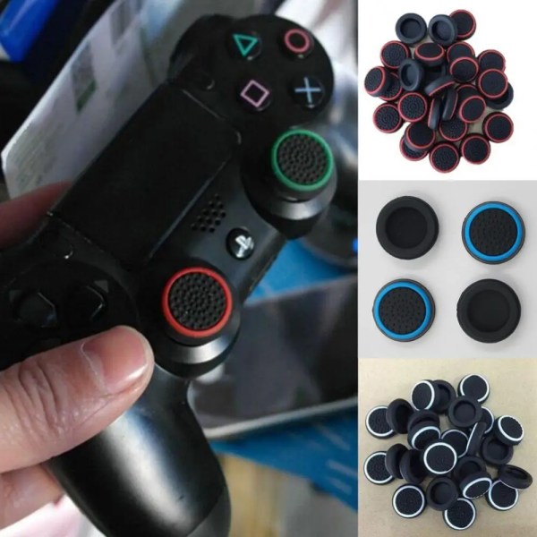 4st halkfri silikon analog joystick Thumb Stick Grip Caps Fodral för PS-3 PS4 PS5 Xbox 360 Xbox One Controller White
