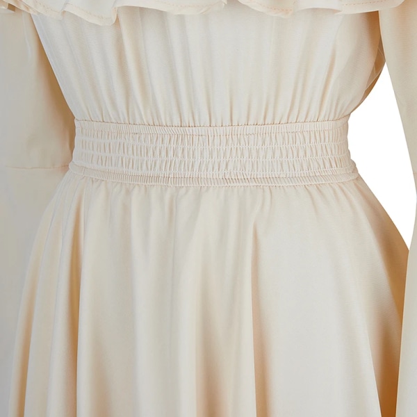 Medeltida klänning för kvinnor piratkostym viktoriansk klänning i stora storlekar Off Shoulde långärmad klänning beige XL