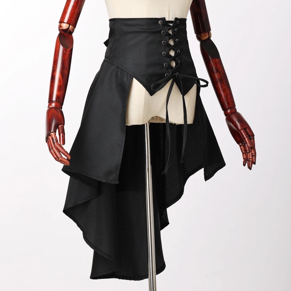 Viktoriansk burleskkjol Gotisk Steampunk-korsettdräkt Punk svarta bustle-kjolar black XL