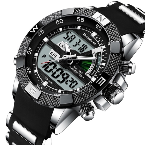 Ny design Lyx Led Quartz Watch Digital Army Militär Män Sportklockor Klocka Man Relogio Masculino Reloj Hombre Steel Band Black