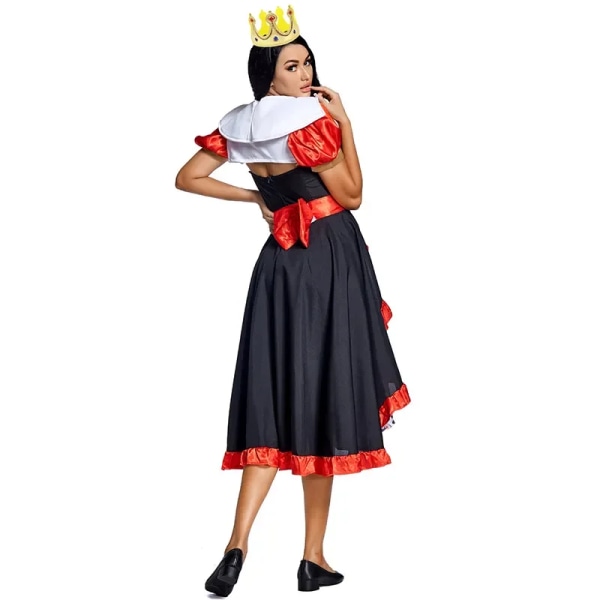 Halloween Queen of Hearts Kostym för kvinnor Flickor Kid Alice i Underlandet Poker Queen Cosplay Carnival Fancy Party Dress B-026(With Headwear) XXL