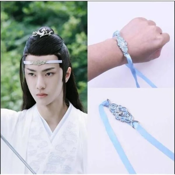 Chen Qingling Lan Wangji Grundare av Magic Road Cosplay Alloy Silk Satin Torka pannan Wei Wuxian Gift Dao Maste jiujiu One Size